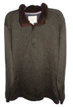 Weatherproof Vintage Men&#39;s XL Sweater Shirt Pullover Knit 1/4 Zip Olive Green - £14.25 GBP