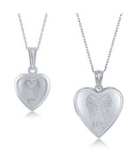 Sterling Silver Mother &amp; Daughter Set, Heart Pendant + Locket - Angel Wings - $208.29 CAD
