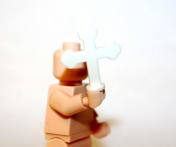 Building Toy White Christian Cross Minifigure Gift Christmas - $3.79