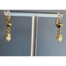 18K Yellow Gold And Pearls Dangle Earrings Sky - £322.55 GBP