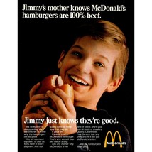 1969 McDonald&#39;s 100% Beef Hamburgers Vintage Print Ad Jimmy Boy Son Wall Art - £8.20 GBP