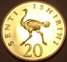 Rare Proof Tanzania 1966 20 Senti~5,500 Minted~Ostrich~Fantastic - $13.89