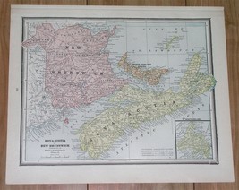 1896 Antique Map Of New Brunswick Nova Scotia Prince Edward Island Quebec Canada - £20.15 GBP