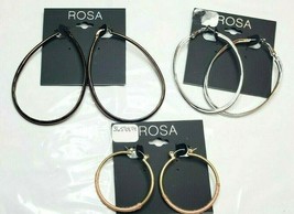 ROSA Hoop Earrings 3 Pair New Copper Tear Drop Silver Oval Gold Round Set  # 18 - £15.41 GBP