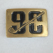 Vintage Solid Brass Metal Belt Buckle Golf Club 90 Taiwan Golfing Golfer Gift - £20.83 GBP