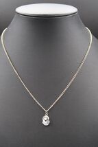 Vtg Necklace Silver Tone w/ White Rhinestone Leaf Pendent 16" Princess L... - $14.99