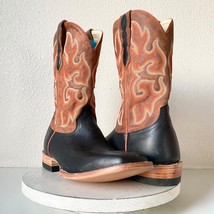 Lane Capitan LUBBOCK Mens Black Cowboy Boots 10 D Western Square Toe Bro... - $193.05