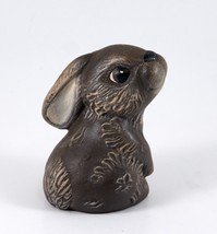 Small Rabbit Figurine Ceramic Brown Cream Brown Eyes 3&quot; - $12.50