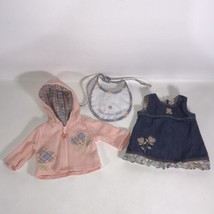 American Girl Bitty Baby Travel 2-in-1 Set - Partial Jacket Bib Denim Dress 3 Pc - £23.46 GBP