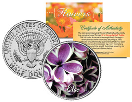 LILAC FLOWER JFK Kennedy Half Dollar US Colorized Coin - £6.69 GBP