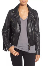 New Womens Black Real Lambskin Leather Jacket Fringe Jacket Motorcycle Stylish - £101.52 GBP+