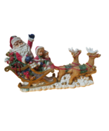 Vintage 1999 Resin Santa On Sleigh W/Reindeer 10&quot;L x 7&quot;T Tabletop Christmas - £15.56 GBP