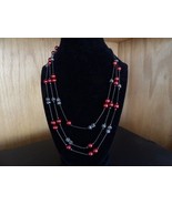 Fashion Jewelry Women&#39;s Beaded Necklace Red and Black Glitter Rhinestones - £6.66 GBP