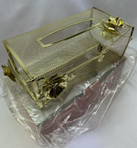 Vintage Medici Gold-Tone Metal Tissue Box Cover Vanity Holder - $14.24