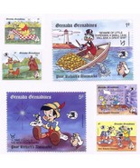 Vintage Grenada Disney Stamps Lot Child&#39;s Scrapbook Unused Pinocchio Win... - £6.25 GBP
