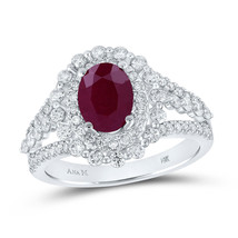 Authenticity Guarantee 
14kt White Gold Womens Oval Ruby Solitaire Diamond Fa... - £1,659.39 GBP