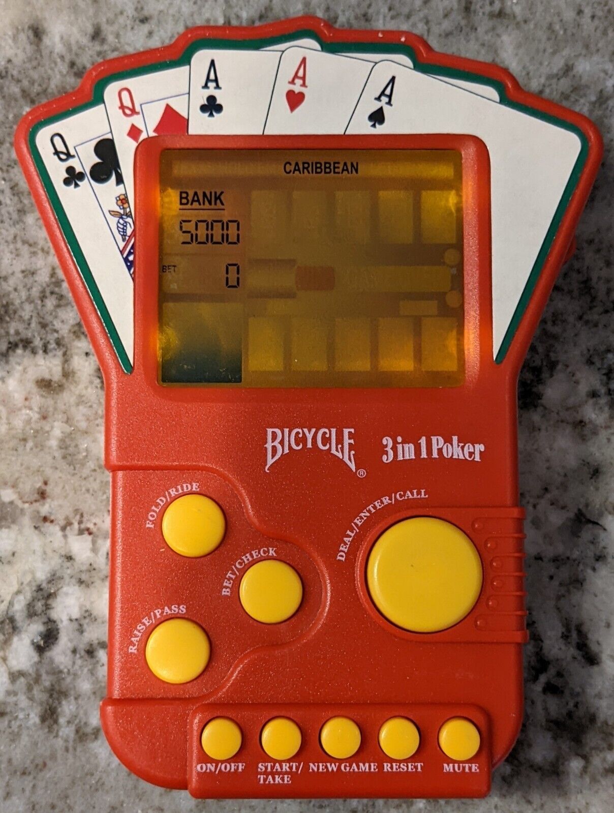 Techno Source 2004 Bicycle 3 in 1 Poker Handheld Electronic Game, TESTED - $6.99