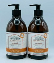 2 A La Maison Botanicals REFRESH Hand &amp; Body Liquid Soap France 16.9oz F... - £22.01 GBP