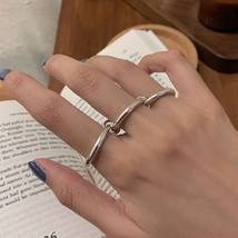 Minimalist Silver Color Rings for Women New Fashion Creative Triple Ring Geometr - £9.32 GBP