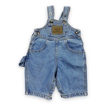 Vintage 90s Baby GUESS Medium Wash Denim Patch Pocket Overalls Snap 3 Mo... - £58.24 GBP