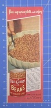 Vintage Print Ad Van Camp&#39;s Beans in Tomato Sauce Bowl Can Lunch 13.5&quot; x 5&quot; - $5.87