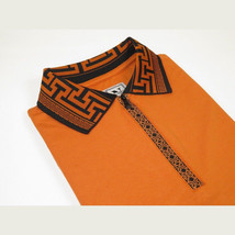 Men Sports Shirt DE-NIKO Short Sleeves Cotton Zipper Polo Shirt DBK104 Rust image 4