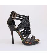Athena Black Caged Cut Out Stilletto Bootie Pump US 7.5 M - $272.54 MXN