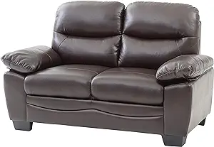 Glory Furniture Upholstered Love Seat, Dark Brown Faux Leather - $875.99