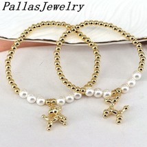 Handmade charm beads bracelets for women simple gold ball elastic bracelets for teenage thumb200