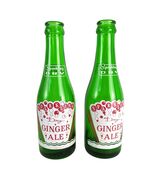 2 Vtg 1950s Sparkling Dry Ginger Ale ACL 7oz Green Glass Soda Bottles Co... - €22,32 EUR