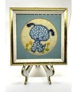 Needlepoint Kit  Puppy Dog Framed Completed 1970&#39;s Jiffy Sunset Designs ... - $35.63