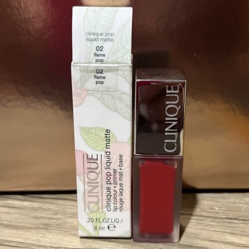 Clinique Pop Liquid Matte Lip Colour 02 FLAME POP 0.2 oz NEW - $12.99