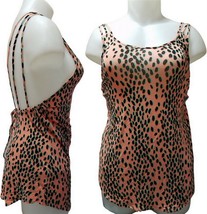 Bar III Sleeveless Animal Print Peach Mini Low Back Swim Dress Cover-Up ... - $19.79