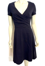 Boden Navy Blue Short Sleeve V Neck Faux Wrap Knit Dress Size 8R - £37.75 GBP