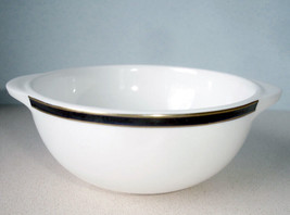 Wedgwood Metallised Bowl Small w/Tab Handles Black/Gold Bands England Bo... - $18.71