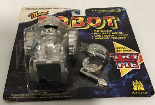 Vtg 1993 Toy State No 8000 Mini Robot Motorized Robotic Voice Silver Color Item image 2