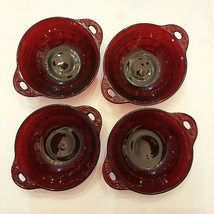 Coronation Royal Ruby Red Berry Bowl Anchor Hocking Tab Handles Glass Dish Lot - £23.47 GBP