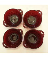 Coronation Royal Ruby Red Berry Bowl ANCHOR HOCKING Tab Handles Glass Di... - £23.30 GBP