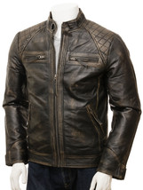 LE Mens Vintage Biker Leather Jacket Sibiu - £110.31 GBP+