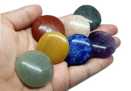 Seven Chakra Gemstone Palm Set Redondo 7 Chakra Crystal Energy Charged &amp;... - £9.13 GBP