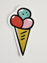 Cartoon Ice Cream Cone with Three Scoops Sticker Decal Super Cute Embellishment - £2.03 GBP