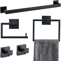 Yacvcl 5 Pieces Black Bathroom Accessorie Set Black Towel Bar Set, 23.6 Inch - $59.93