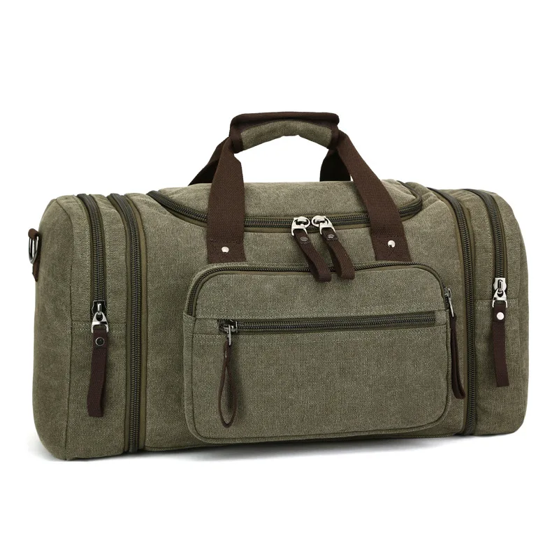 Men Travel Bags Canvas Carry On Luggage Multifunction Leather Bags Weekend Bags  - £42.83 GBP