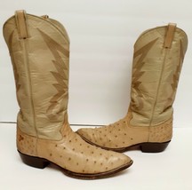 Bob&#39;s Boots Hand Made Ostrich Leather Mexico Western Cowboy Tan Men&#39;s Size 8 - £143.01 GBP