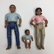 Vintage 1998 Fisher Price Loving Family Black African American Doll Mom Dad Baby - £39.90 GBP
