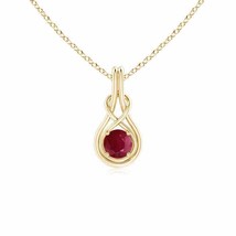 ANGARA Round Ruby Solitaire Infinity Knot Pendant in 14K Solid Gold | 18&quot; Chain - £538.84 GBP