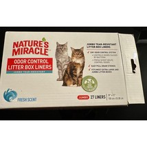 Nature’s Miracle Odor Control Litter Box Liners JUMBO 27 Liners Fresh Scent - £22.31 GBP