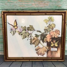 VTG Joni Eareckson Tada Monarch Butterfly NEW LIFE Faux Bamboo Framed Art Print - £89.99 GBP