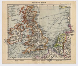 1943 Vintage Wwii Map Of Great Britain United Kingdom Scotland Ireland - $24.71