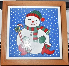 Pair of Framed Ceramic Christmas Pictures - $9.49